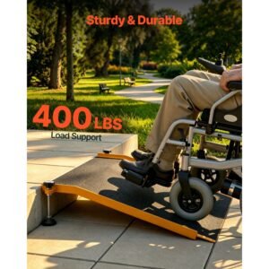 threshold ramp for doorways, 26.4 x 31.9 in, platform aluminum wheelchair ramp with adjustable height, non slip door threshold ramps, 400 lbs load capacity, for home steps, wheelchairs, walkers