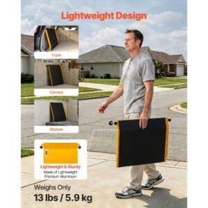 threshold ramp for doorways, 26.4 x 31.9 in, platform aluminum wheelchair ramp with adjustable height, non slip door threshold ramps, 400 lbs load capacity, for home steps, wheelchairs, walkers