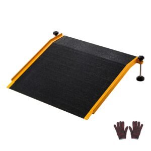 Threshold Ramp for Doorways, 26.4 x 31.9 in, Platform Aluminum Wheelchair Ramp with Adjustable Height, Non-Slip Door Threshold Ramps, 400 lbs Load Capacity, for Home Steps, Wheelchairs, Walkers