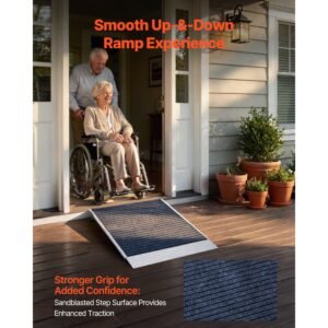 threshold ramp for doorways, 36 x 36 in, platform aluminum wheelchair ramp with adjustable height, non slip door threshold ramps, 700 lbs load capacity, for home steps, wheelchairs, walkers