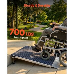 threshold ramp for doorways, 36 x 36 in, platform aluminum wheelchair ramp with adjustable height, non slip door threshold ramps, 700 lbs load capacity, for home steps, wheelchairs, walkers