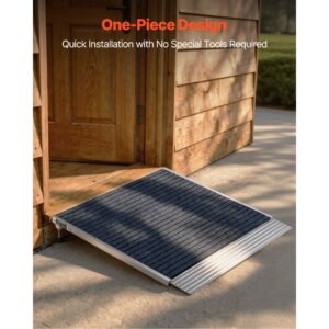 threshold ramp for doorways, 36 x 36 in, platform aluminum wheelchair ramp with adjustable height, non slip door threshold ramps, 700 lbs load capacity, for home steps, wheelchairs, walkers