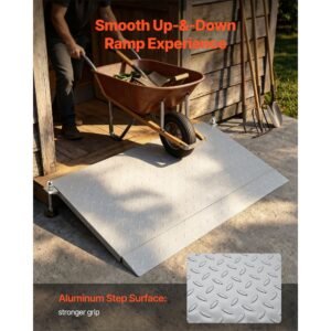 threshold ramp for doorways, 42.5 x 23.2 in, platform aluminum wheelchair ramp with adjustable height, non slip door threshold ramps, 1000 lbs capacity, for home steps, wheelchairs, walkers