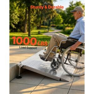 threshold ramp for doorways, 42.5 x 23.2 in, platform aluminum wheelchair ramp with adjustable height, non slip door threshold ramps, 1000 lbs capacity, for home steps, wheelchairs, walkers
