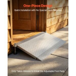 threshold ramp for doorways, 42.5 x 23.2 in, platform aluminum wheelchair ramp with adjustable height, non slip door threshold ramps, 1000 lbs capacity, for home steps, wheelchairs, walkers