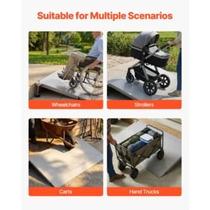 threshold ramp for doorways, 42.5 x 23.2 in, platform aluminum wheelchair ramp with adjustable height, non slip door threshold ramps, 1000 lbs capacity, for home steps, wheelchairs, walkers