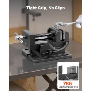 tilting vise, 4.25 inch jaw width, portable drill press bench vise, 0–90° adjustable tilt, durable cast iron construction, workbench vice for woodworking, for benchtops and drill presses, black