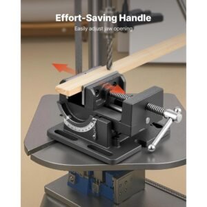 tilting vise, 4.25 inch jaw width, portable drill press bench vise, 0–90° adjustable tilt, durable cast iron construction, workbench vice for woodworking, for benchtops and drill presses, black