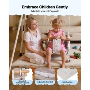 toddler swing and jumper, 2 in 1 swing set and bouncer, soft cushion with foldable a frame metal stand, heavy duty thick ropes, easy to install and store, for indoor or outdoor play, gray