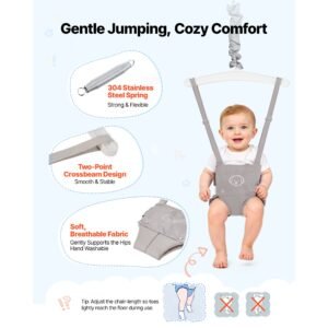 toddler swing and jumper, 2 in 1 swing set and bouncer, soft cushion with foldable a frame metal stand, heavy duty thick ropes, easy to install and store, for indoor or outdoor play, gray