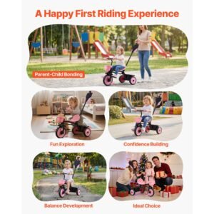 toddler tricycle & stroller for 18 months to 5 year old, kids trike with parent push handle, adjustable seat & storage for outdoor play, tricycle for toddlers, birthday toy for boys and girls