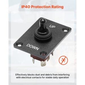 toggle switch, 6 pin momentary polarity reversing toggle switch (on) off (on) dc 12v/30a ac 250v/15a with up down mounting panel & waterproof boot cap for auto car marine boat