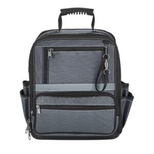 Tool Bag, 13.2 Inch, 34-Pocket Portable Large Tool Box Organizer Storage, Carry Toolbox with Hard Plastic Base, Large Zipper, Adjustable Shoulder Strap, for Men Women Dad Husband Fathers Day