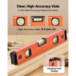 torpedo level, 4 piece included 4/12/24/40 in, magnetic leveler tool set aluminum alloy, with clear 3 green vials, hanging hole, box beam multi angle measurement for construction home renovation