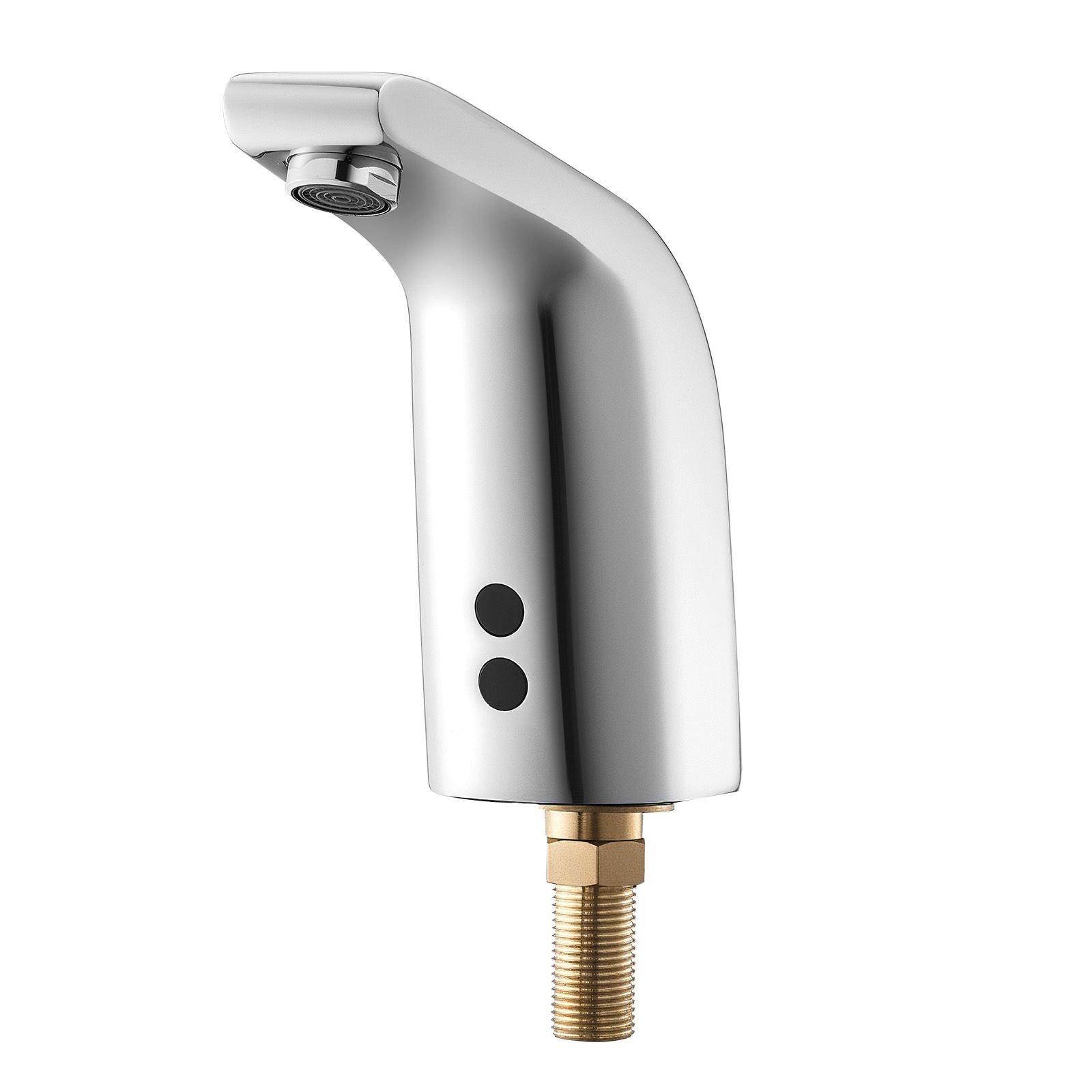 touchless bathroom sink faucet, automatic motion sensor restroom toilet faucet cold water with single hole, battery operated for 9/16 in pipe commercial lavatory,chrome plated silver