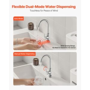 touchless kitchen bar sink faucet, single handle automatic motion sensor bathroom faucet, hands free adjustable cold hot water mixer flexible swivel for 9/16 in pipe,chrome plated silver