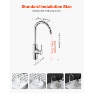 touchless kitchen bar sink faucet, single handle automatic motion sensor bathroom faucet, hands free adjustable cold hot water mixer flexible swivel for 9/16 in pipe,chrome plated silver