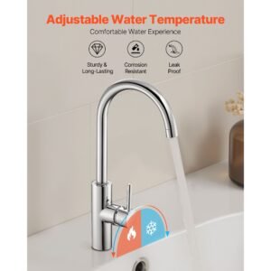 touchless kitchen bar sink faucet, single handle automatic motion sensor bathroom faucet, hands free adjustable cold hot water mixer flexible swivel for 9/16 in pipe,chrome plated silver