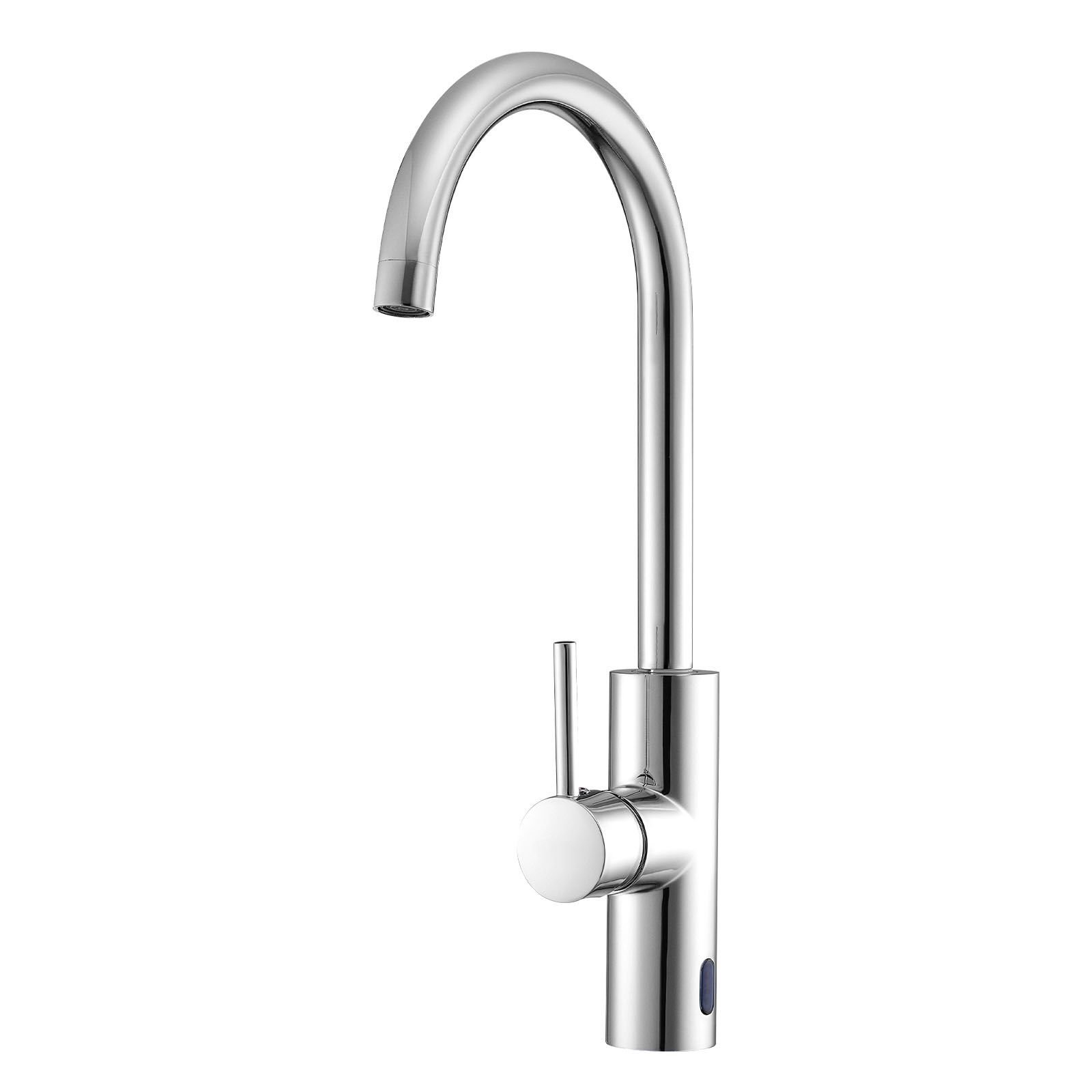 touchless kitchen bar sink faucet, single handle automatic motion sensor bathroom faucet, hands free adjustable cold hot water mixer flexible swivel for 9/16 in pipe,chrome plated silver