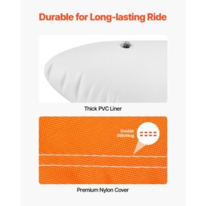 towable tube for boating, 1 4 riders inflatable boat tubes and towables, 680lbs water sport towable tube for boat to pull with full nylon cover, 22 grab handles, dual tow points & safety valve
