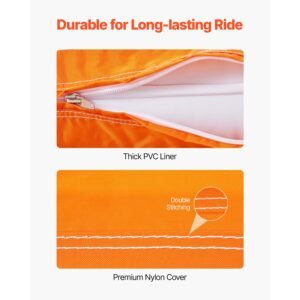 towable tubes for boating, 1 2 riders inflatable towable tube for boat to pull, 340lbs capacity boat tubes and towables for water sports with fins, double stitched nylon cover & padded handles