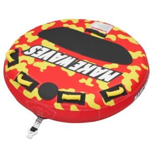 Towable Tubes for Boating, 2-Rider Inflatable Boat Tubes and Towables, 340lbs Capacity Water Sport Tube for Boat to Pull - with Anti-Slip Pad, Full Nylon Cover, Padded Handles & Safety Valve