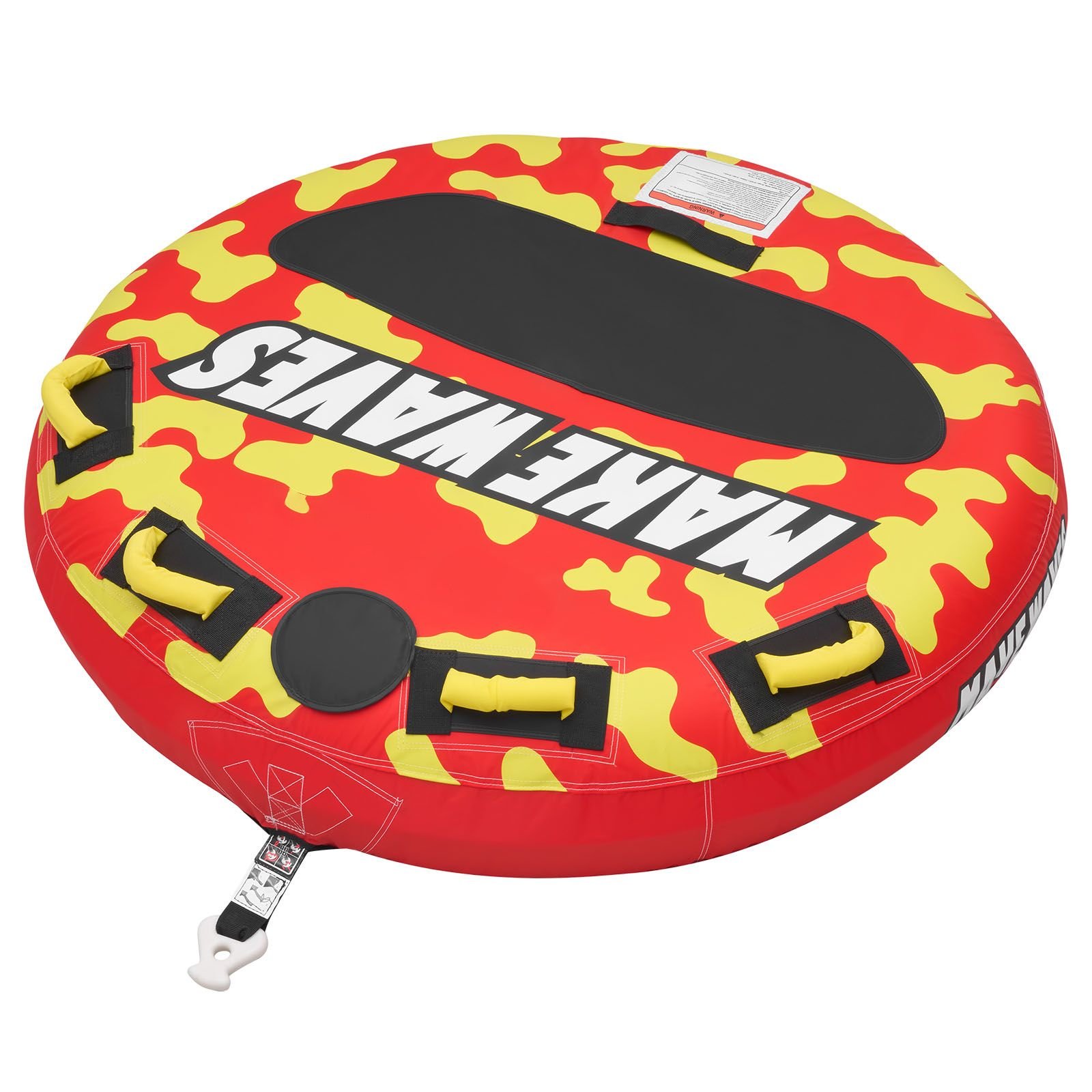 towable tubes for boating, 2 rider inflatable boat tubes and towables, 340lbs capacity water sport tube for boat to pull with anti slip pad, full nylon cover, padded handles & safety valve