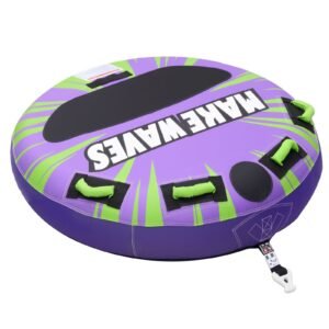 Towable Tubes for Boating, 2-Rider Inflatable Boat Tubes and Towables, 340lbs Capacity Water Sport Tube for Boat to Pull - with Anti-Slip Pad, Full Nylon Cover, Padded Handles & Safety Valve