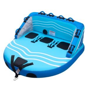 Towable Tubes for Boating, 3-Rider Inflatable Towable Tube for Boat to Pull, 510 lbs Capacity Water Sports Boating Tubes - with Full Nylon Cover, Dual Tow Points, Safety Valve & Padded Handles