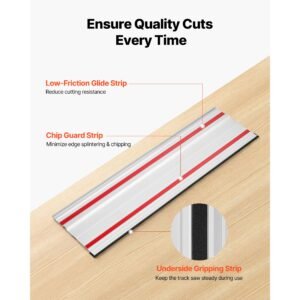 track saw guide rail, 110 inch cutting range, kit includes 4 x 27.5 in aluminum extruded guide rails and 3 connectors, compatible with makita, festool & wen track saws, for woodworking projects