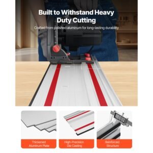 track saw guide rail, 55 inch cutting range, kit includes 2 x 27.5 in aluminum extruded guide rails and 1 connector, compatible with makita, festool & wen track saws, for woodworking projects