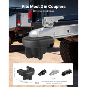 trailer hitch lock, compatible with 2 inch couplers, heavy duty anti theft trailer ball lock with 3 keys, prying resistant & impact resistant, fits for rvs, boats, off road vehicles, trailers