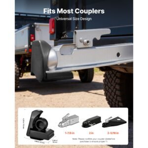 trailer hitch lock, fits for 1 7/8 in, 2 in, 2 5/16 in couplers, heavy duty anti theft trailer ball lock with 3 keys, prying resistant & impact resistant, fits for rvs, boats, trailers, black