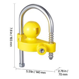 trailer hitch lock kit, fits for 1 7/8 in, 2 in, 2 5/16 in couplers, heavy duty anti theft trailer ball lock with keys, prying resistant, adjustable height design for rvs, boats, trailers