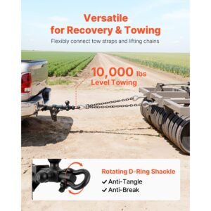 trailer hitch tri ball mount with d shackle, fit 2 inch receiver, 1 7/8 inch, 2 inch and 2 5/16 inch balls, 10000 lbs gtw, 6 inch drop, towing hitch for rvs, off road vehicles and trucks