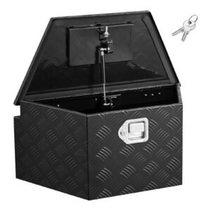 Trailer Tongue Box, 26" x 13" x 12" Aluminum Trailer Tongue Tool Box, Heavy Duty Storage Organizer with Lock and Keys, Utility Tool Chest for Pickup Truck Bed, RV, SUV, Off-Road Vehicle, Black