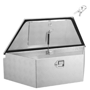 Trailer Tongue Box, 39" x 16.5" x 12" Aluminum Trailer Tongue Tool Box, Heavy Duty Storage Organizer with Lock & Keys, Utility Tool Chest for Pickup Truck Bed, RV, SUV, Off-Road Vehicle, Silver