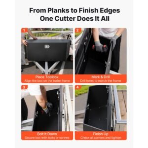 trailer tongue box, 49" x 13.9" x 18.5" steel trailer tongue tool box, heavy duty storage organizer with lock and keys, utility tool chest for pickup truck bed, rv, suv, off road vehicle, black