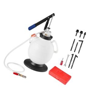 Transmission Fluid Pump, 7.5 L Capacity, Manual Fluid Transfer Pump with 8 ATF Adapters & 47 in Outlet Horse, ATF Refill Kit, Oil Extractor Dispenser with HDPE Tank for Cars, Lawn Mowers