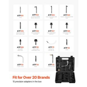 transmission fluid pump, 8 l pneumatic oil fluid extractor, atf refill dispenser transfer pump with 15 atf adapters, oil extractor dispenser with hdpe tank for cars, boats, lawn mowers