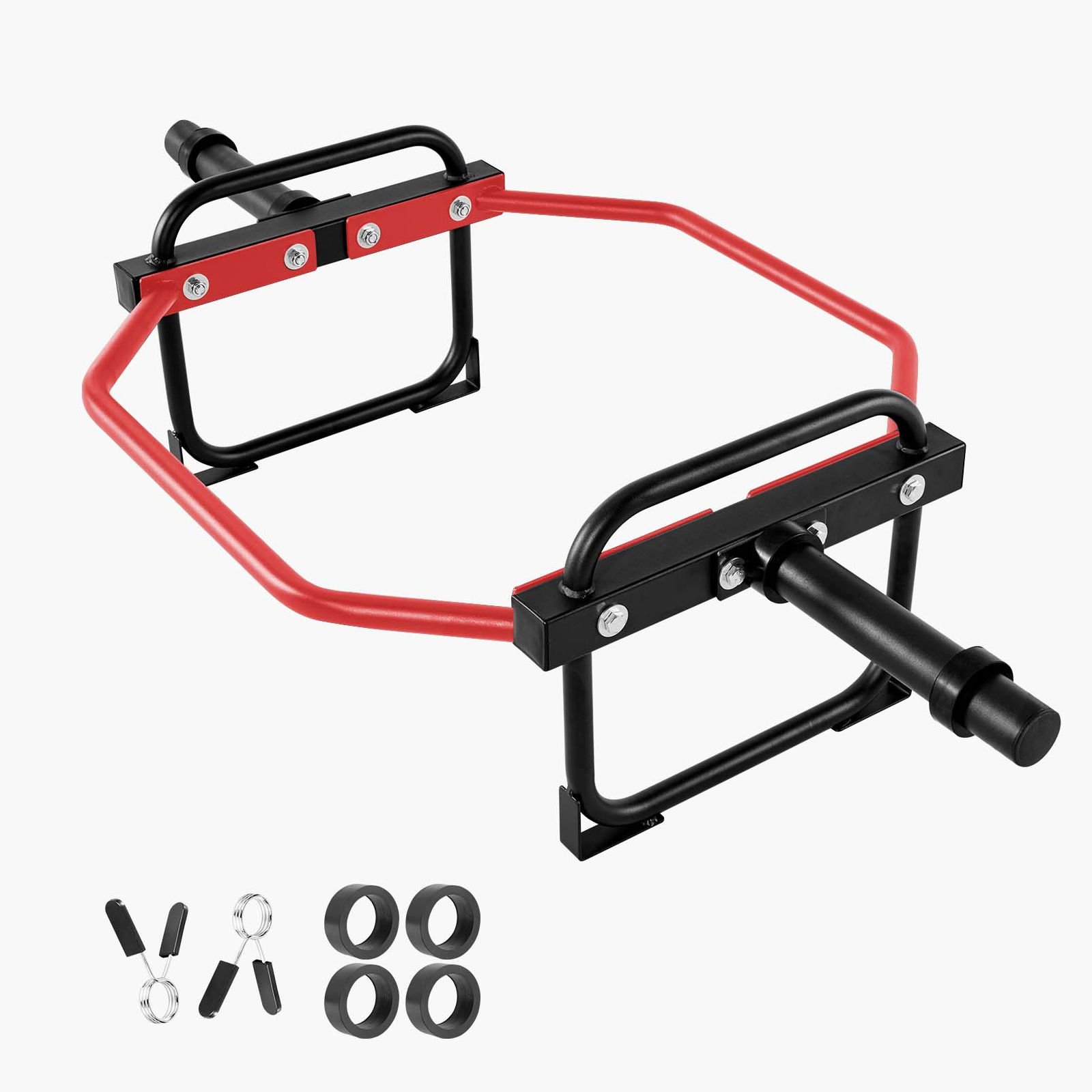 trap bar hex bar, 2 inch hex barbell, 500 lbs capacity shrug bars, weightlifting and strength training equipment, home gym for squats, deadlifts, shoulder presses, red