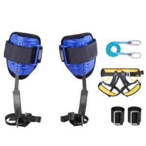 Tree Climbing Spikes Set, Height-Adjustable Tree Climbing Gear with Straps & Harness, 350 lbs Load Capacity, Heavy Duty Steel Climb Spurs Arborist Equipment for Fruit Picking Hunting
