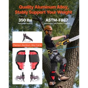 tree climbing spikes set, height adjustable tree climbing gear with straps & spike protectors, 350 lbs load capacity, durable aluminum climb spurs arborist equipment for fruit picking hunting