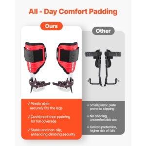 tree climbing spikes set, height adjustable tree climbing gear with straps & spike protectors, 350 lbs load capacity, durable aluminum climb spurs arborist equipment for fruit picking hunting