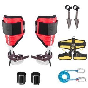 Tree Climbing Spikes Set, Height-Adjustable Tree Climbing Gear with Straps & Spike Protectors, 350 lbs Load Capacity, Durable Aluminum Climb Spurs Arborist Equipment for Fruit Picking Hunting
