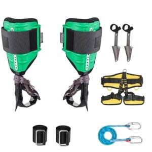 Tree Climbing Spikes Set, Height-Adjustable Tree Climbing Gear with Straps & Spike Protectors, 350 lbs Load Capacity, Heavy Duty Steel Climb Spurs Arborist Equipment for Fruit Picking Hunting
