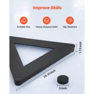 triangle hockey passer, heavy duty multi angle rebounder, hockey passing aid, passing & stick handling trainer, off ice & on ice portable equipment, help improve puck control & shooting