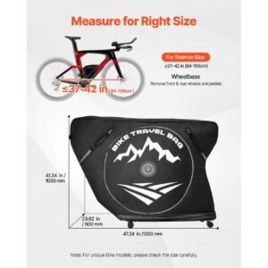 triathlon bike travel bag, transport bicycle storage carry bag with tsa lock & dual zipper, triathlon bicycle case max. wheelbase 42 in for travel, outdoor use, train airplane subway transport