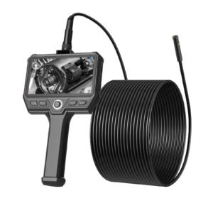 Triple Lens Endoscope with 32.8FT Newly Ultra-Rigid Cable, Industrial Borescope with Light, 5" HD IPS Screen, 8 + 2 Lights, 8X Zoom, 5000mAh, IP67 Waterproof Snake Camera for Auto, Plumbing