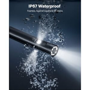 triple lens endoscope with 32.8ft newly ultra rigid cable, industrial borescope with light, 5" hd ips screen, 8 + 2 lights, 8x zoom, 5000mah, ip67 waterproof snake camera for auto, plumbing